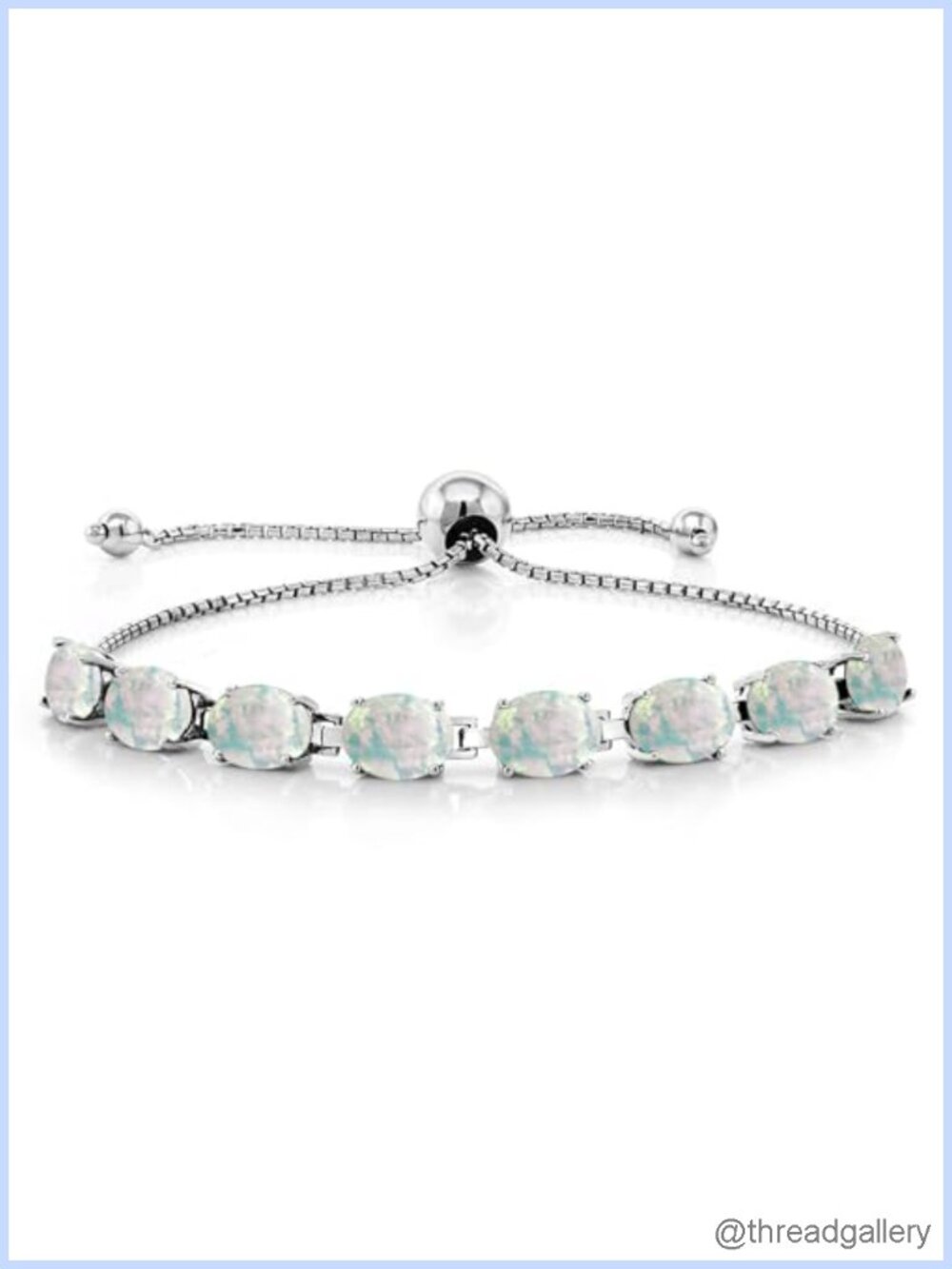 Gemstone Birthstone 8-Stone Tennis Bracelet 925 Sterling Silver Adjustable Bolo